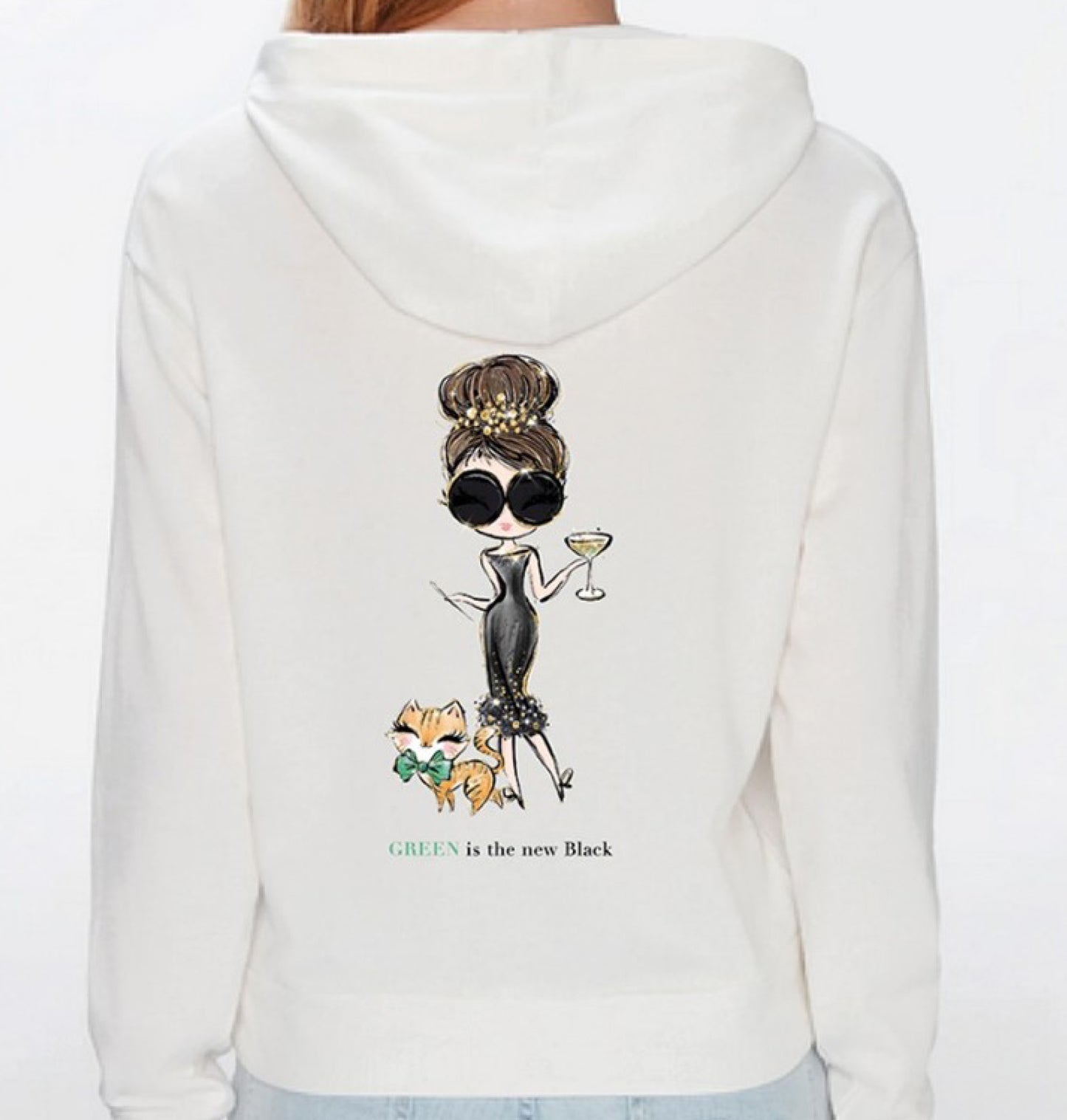 HOODIE Green is the new Black - weiss -